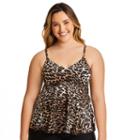 Plus Size Upstream Leopard Print Tankini Top, Women's, Size: 20 W, Brown
