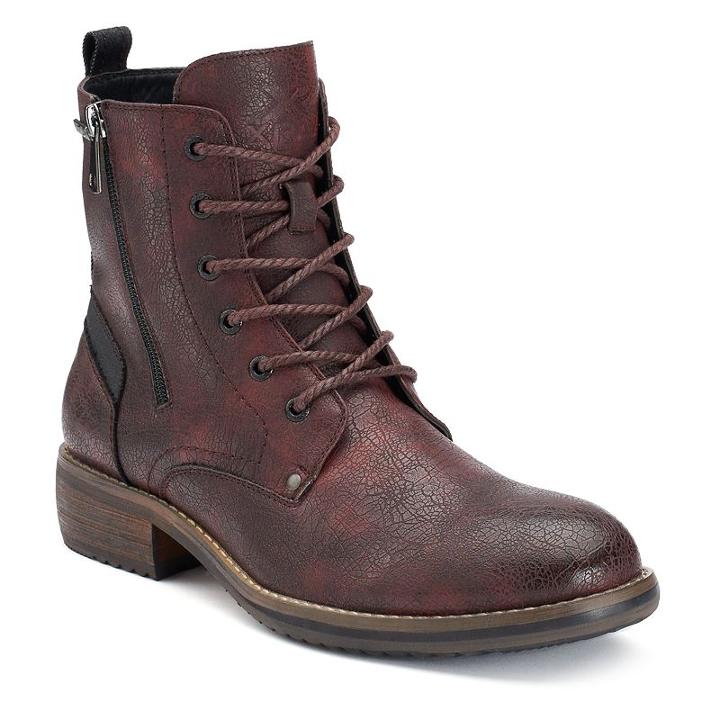 Xray Hester Men's Lace-up Combat Boots, Size: 8, Dark Red