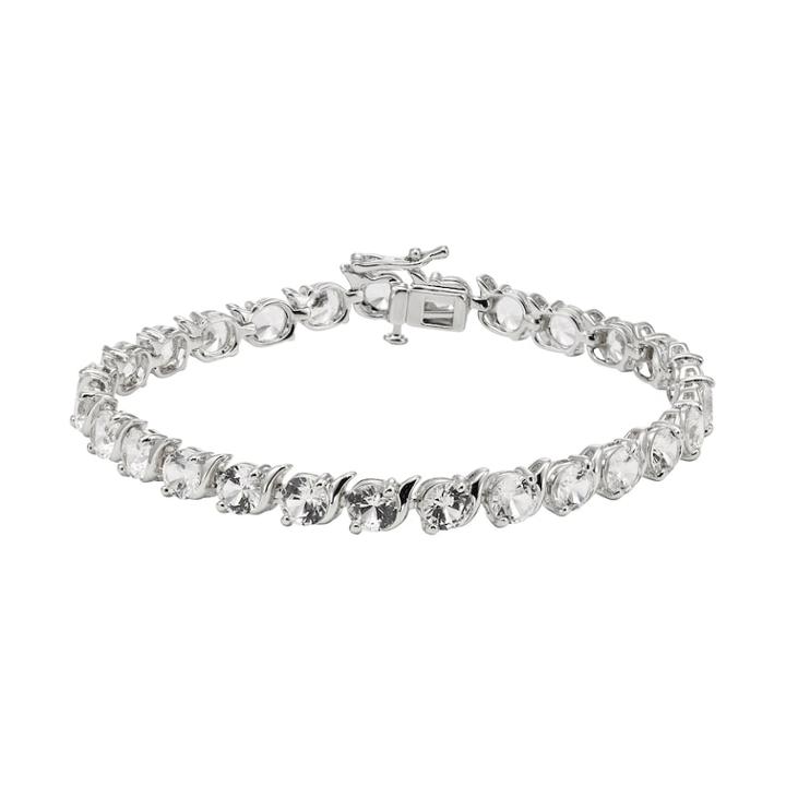 Sterling Silver Lab-created White Sapphire Bracelet, Women's, Size: 7.5