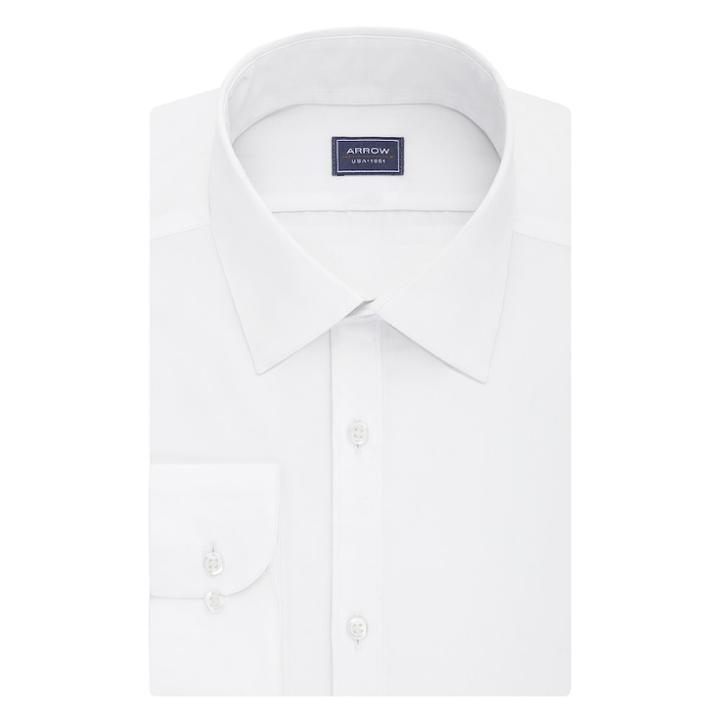 Big & Tall Arrow Regular-fit Poplin Wrinkle-free Dress Shirt, Men's, Size: 18.5 32/3b, White