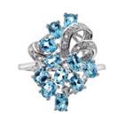 Sterling Silver Swiss Blue Topaz And Diamond Accent Ring, Adult Unisex, Size: 5