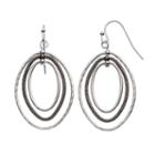 Textured Two Tone Triple Oval Drop Hoop Earrings, Women's, Ovrfl Oth