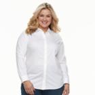 Plus Size Croft & Barrow&reg; Button Front Top, Women's, Size: 1xl, White