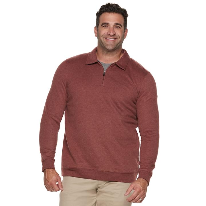 Big & Tall Croft & Barrow&reg; Classic-fit Extra-soft Quarter-zip Pullover, Men's, Size: L Tall, Dark Red