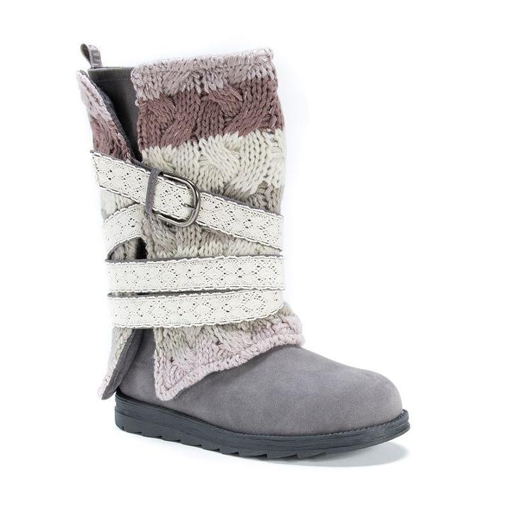 Muk Luks Nevia Women's Sweater Boots, Girl's, Size: 8, Grey