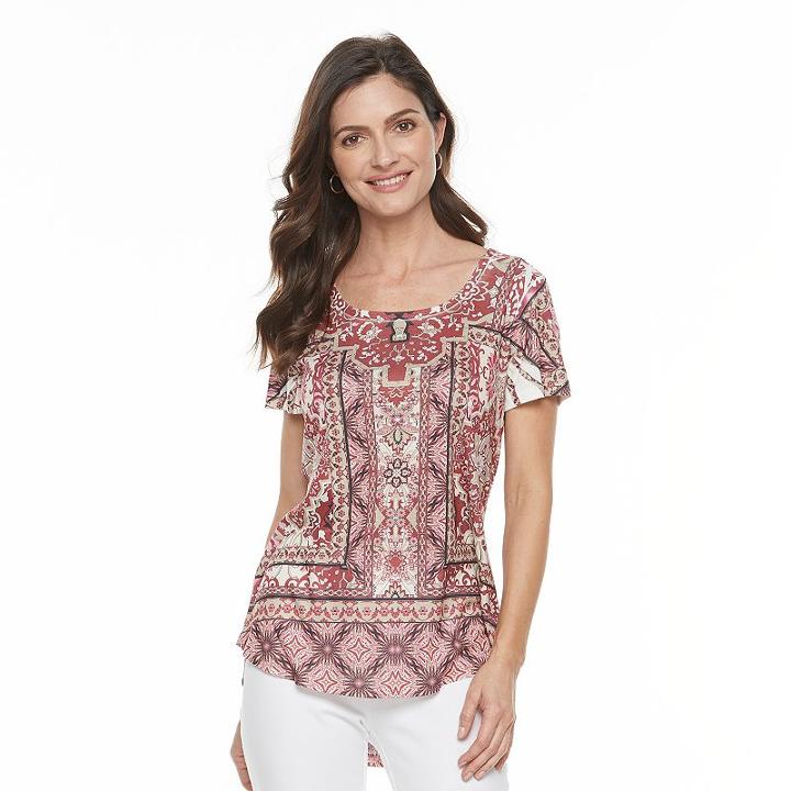 Women's World Unity Printed Scoopneck Tee, Size: Xs, Light Pink