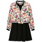 Girls 7-16 Speechless Floral Bomber Jacket & Solid Skater Dress, Size: 14, White Oth