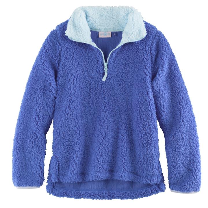 Girls 7-16 & Plus Size So&reg; 1/4-zip Sherpa Pullover, Size: 14 1/2, Blue