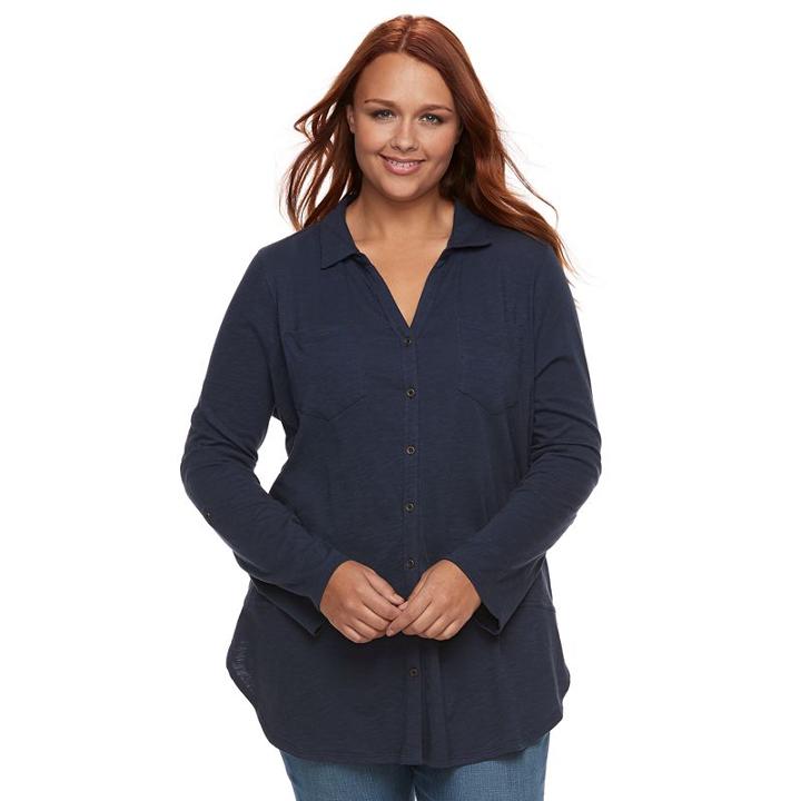 Plus Size Sonoma Goods For Life&trade; Utility Tunic, Women's, Size: 3xl, Dark Blue