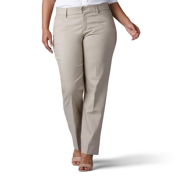 Plus Size Lee Maddie Freedom Trouser Pants, Women's, Size: 18 - Regular, Lt Beige
