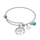 Love This Life Simulated Turquoise & Crystal Compass Charm Bangle Bracelet, Women's, White
