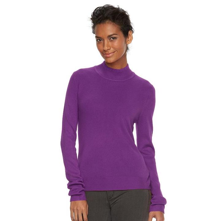 Women's Napa Valley Mockneck Sweater, Size: Medium, Purple Oth