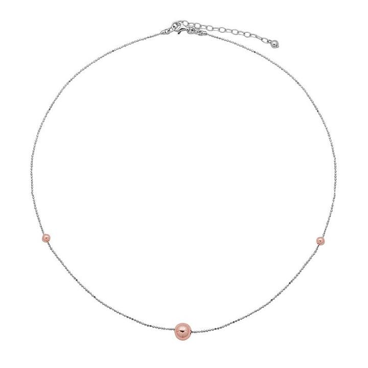 18k Rose Gold Over Silver And Sterling Silver Bead Station Necklace, Women's, Size: 18, Pink