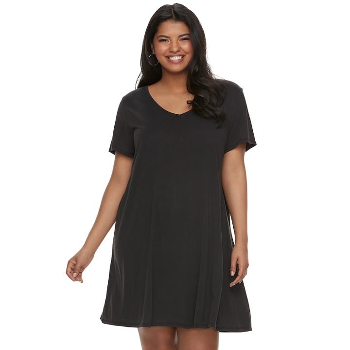 Juniors' Plus Size Mudd&reg; T-shirt Dress, Teens, Size: 2xl, Black