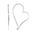 Sterling Silver Heart Threader Earrings, Adult Unisex, Grey