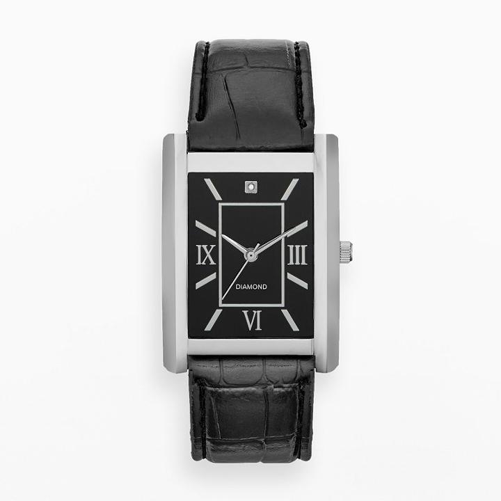 Men's Diamond Watch, Size: Medium, Black