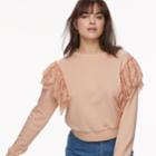 K/lab Lace Cropped Sweatshirt, Teens, Size: Xl, Med Pink