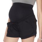 Maternity A:glow Belly Panel Soft Shorts, Women's, Size: L-mat, Black