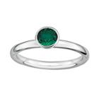 Stacks And Stones Sterling Silver Lab-created Emerald Stack Ring, Women's, Size: 6
