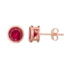 14k Rose Gold Over Silver Lab-created Ruby Stud Earrings, Women's, Red