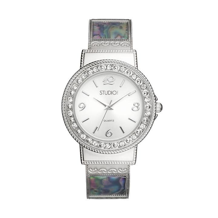 Studio Time Women's Simulated Abalone Cuff Watch, Size: Large, Multicolor