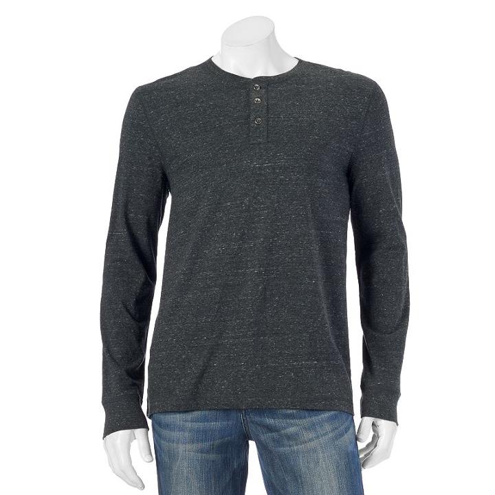 Men's Sonoma Goods For Life&trade; Modern-fit Everyday Henley, Size: Large, Dark Grey