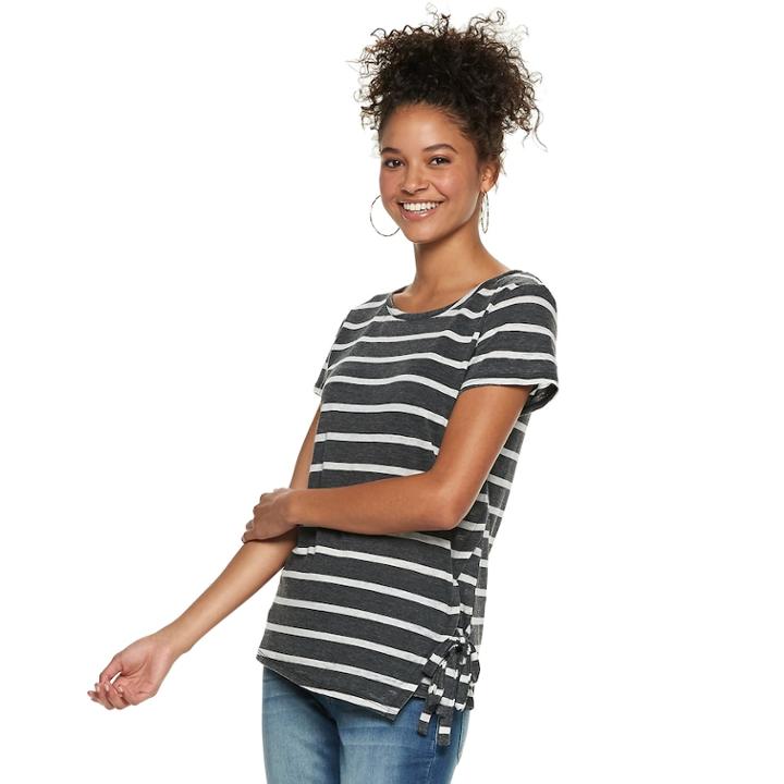 Juniors' Grayson Threads Lace-up Tee, Teens, Size: Large, Oxford