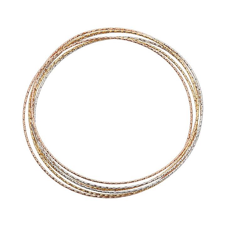 14k Gold Over Silver And Sterling Silver Tri-tone Interlocking Bangle Bracelet, Women's, Size: 8, Multicolor