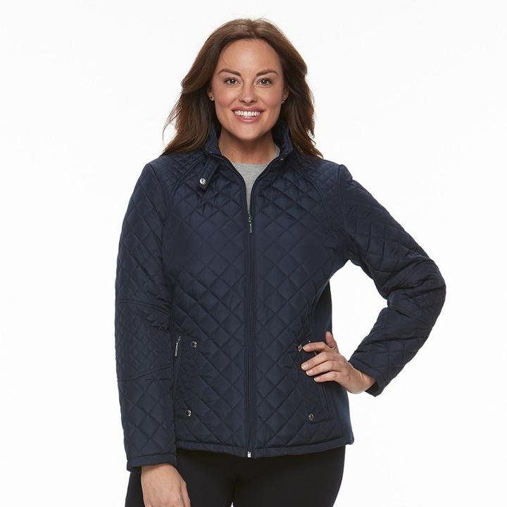 Plus Size Weathercast Solid Quilted Jacket, Women's, Size: 2xl, Blue