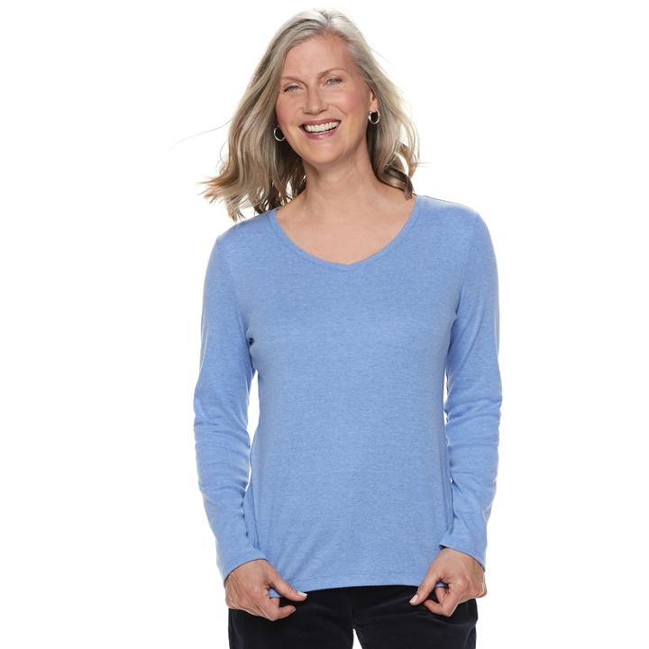 Women's Croft & Barrow&reg; Essential V-neck Top, Size: Xs, Med Blue