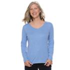 Women's Croft & Barrow&reg; Essential V-neck Top, Size: Xs, Med Blue