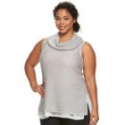 Plus Size Design 365 Cowl Neck Sleeveless Sweater Vest, Women's, Size: 3xl, Med Grey