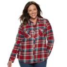 Plus Size Croft & Barrow&reg; Classic Soft Button-down Shirt, Women's, Size: 3xl, Med Red