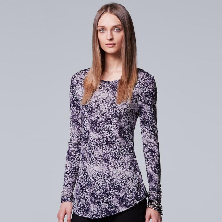 Women's Simply Vera Vera Wang Print Crewneck Tee, Size: Small, Med Purple