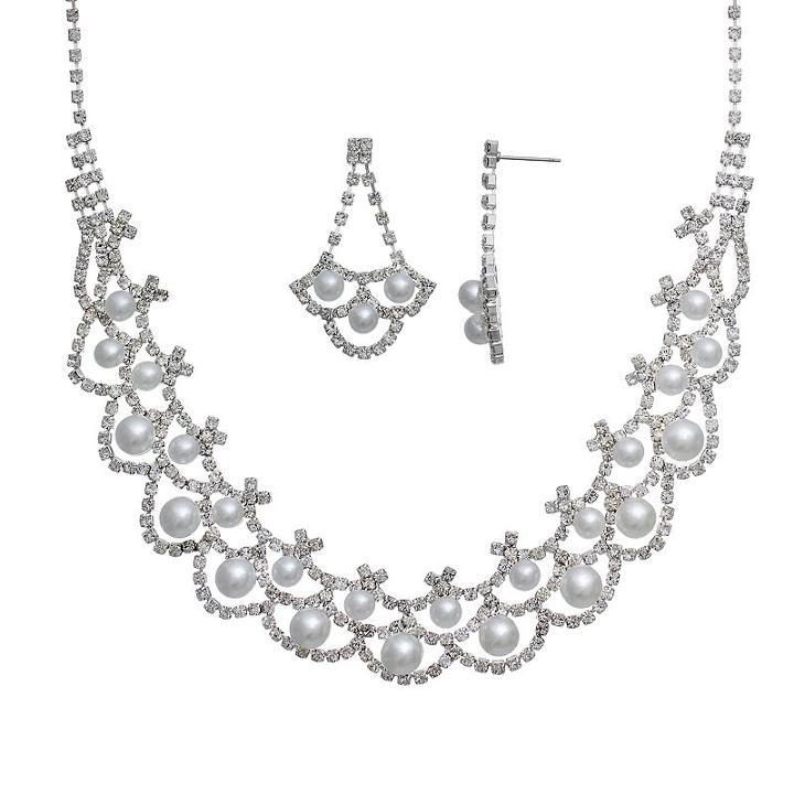 Crystal Allure Necklace And Drop Earring Set, Women's, Size: 18, White
