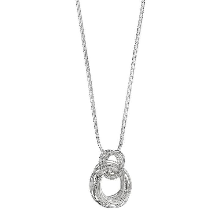 Napier Long Interlocked Circle Pendant Necklace, Women's, Silver
