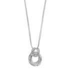 Napier Long Interlocked Circle Pendant Necklace, Women's, Silver