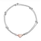 Sterling Silver Heart Bead Chain Bracelet, Women's, Size: 7.5, Multicolor