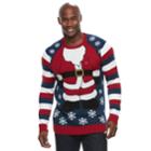 Big & Tall Santa Ugly Christmas Sweater, Men's, Size: L Tall, Dark Blue