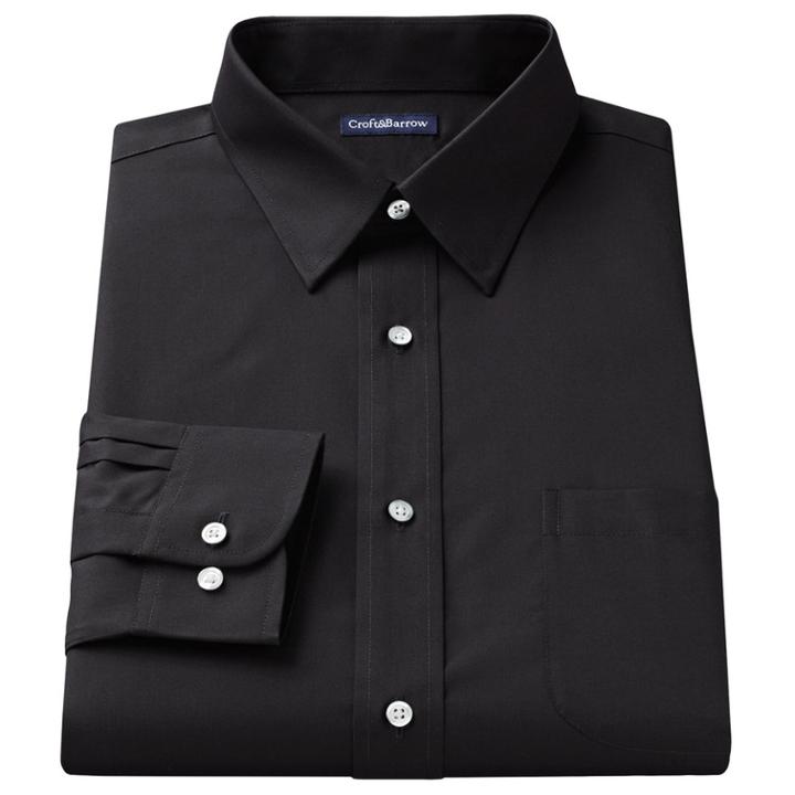 Big & Tall Croft & Barrow&reg; Easy Care Point-collar Dress Shirt, Men's, Size: 17 Big, Black