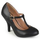 Journee Collection Liza Women's Matte T-strap High Heels, Size: 6, Black