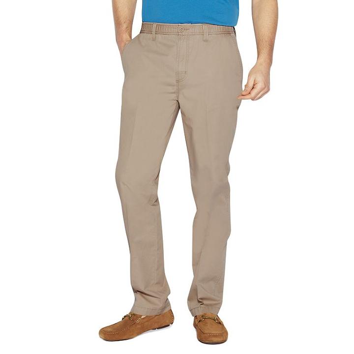 Men's Croft & Barrow&reg; Classic-fit Full-elastic Comfort-waist Pants, Size: 34x29, Med Beige