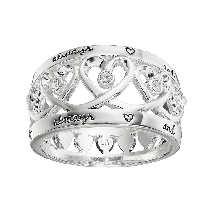 Love This Life Always And Forever Crystal Heart Ring, Women's, Size: 9, Grey