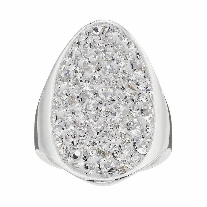 Confetti Clear Crystal Oval Ring, Women's, Size: 8, White