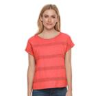 Women's Sonoma Goods For Life&trade; Crochet Stripe Tee, Size: Xs, Med Orange