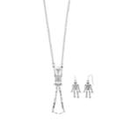 Shaky Skeleton Pendant & Drop Earring Set, Women's, Silver