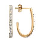 Diamond Mystique 18k Gold Over Silver Diamond Accent J-hoop Earrings, Women's, White