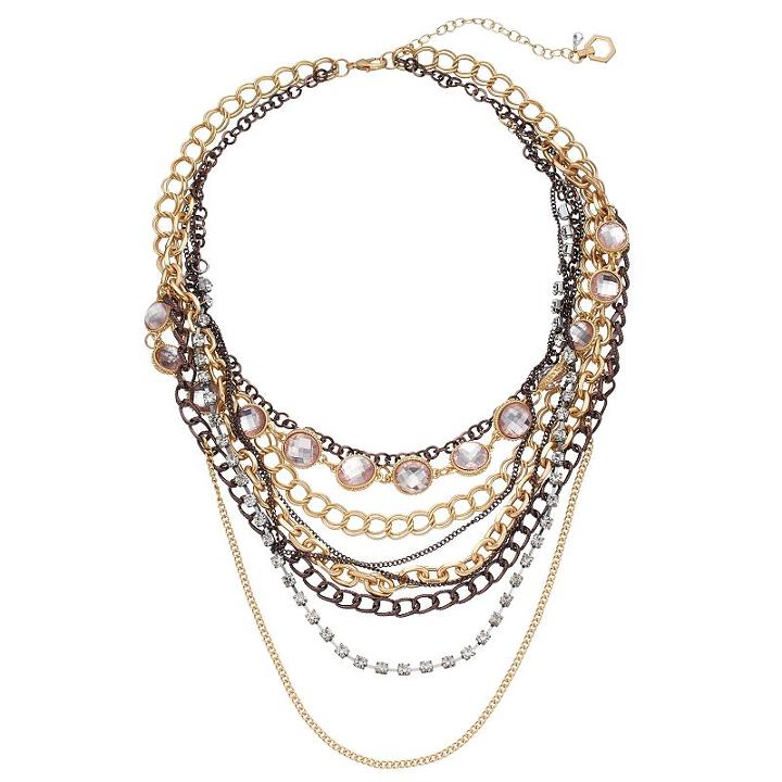 Simply Vera Vera Wang Tri Tone Multi Strand Necklace, Women's, Brt Pink