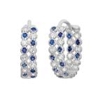 Lab-created Blue And White Sapphire Sterling Silver Inside-out Hoop Earrings, Women's