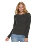 Juniors' Pink Republic Lace-up Side Sweater, Teens, Size: Small, Dark Grey